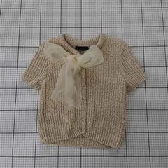 ◇ ⊂ ザラ ZARA ショートスリーブニットカーディガン ベージュ系 L レディース E  【1510240010268】