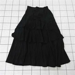 ◇ Θ フルフィル fulfill F2-k103 ティアードプリーツスカート ブラック系 レディース F E  【1510240013887】
