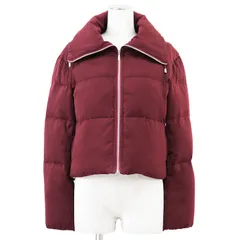 【SALE】Aquascutum アクアスキュータム ダウンジャケット クロップ ロゴ ショートレングス 短丈 ポリエステル100% 中綿 アウター レディース サイズ 10 バーガンディ 赤のサムネイル