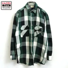 90s vintage FIVE BROTHER ブロックチェック ヘビーネル 長袖シャツ メンズ 表記Mサイズ