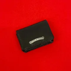 極 美品 CHROME HEARTS クロムハーツ スクロールロゴ レザー 本革 カードケース 二つ折り 名刺入れ パスケース ブラック 31227