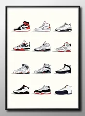 12717Nike ナイキ エアジョーダン スニーカー A3 サイズ ポスター アート おしゃれ 絵画 インテリア 北欧 イラスト マット紙 艶消し アートパネル 額 フレーム デザイン 壁掛け ギフト 新築祝い ディスプレイ 