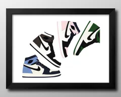 オシャレNIKEスニーカーポスターアンティーク大判額縁Ａ１ 黒い装飾的な写真額縁 odb12813.jpg