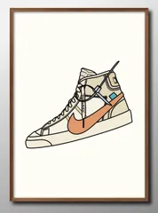 12850ナイキ アート スニーカー A3 サイズ ポスター アート おしゃれ 絵画 インテリア 北欧 イラスト マット紙 艶消し アートパネル 額 フレーム デザイン 壁掛け ギフト 新築祝い ディスプレイ 
