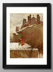 13106エゴン シーレ H?user im Winter A3 サイズ ポスター アート おしゃれ 絵画 インテリア 北欧 イラスト マット紙 艶消し アートパネル 額 フレーム デザイン 壁掛け ギフト 新築祝い ディスプレイ