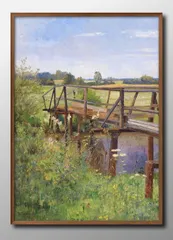 13176ヒューゴ ダルノー Sommerlandschaft mit Br?cke A3 サイズ ポスター アート おしゃれ 絵画 インテリア 北欧 イラスト マット紙 艶消し アートパネル 額 フレーム デザイン 壁掛け ギフト 新築祝い ディスプレイ