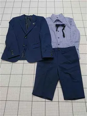 ◇ Θ キッズ フォーマルスーツ3点セット ジャケット シャツ ハーフパンツ 130cm 男の子 E  【1511100004878】