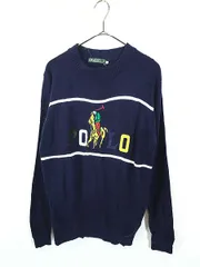 レディース 古着 90s USA製 Polo Ralph Lauren カラフル ロゴ 刺しゅう ニット セーター L 古着 