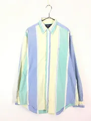 古着 90s Ralph Lauren カラフル マルチ ストライプ BD シャツ L 古着 