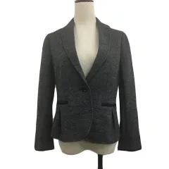 クミキョク 組曲 KUMIKYOKU ジャケット テーラード シングル センターベント 背抜き ウール 総柄 長袖 3 グレー 黒 ブラック