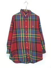 古着 90s Ralph Lauren カラフル マルチ チェック フランネル BD シャツ ネルシャツ L 古着 