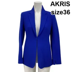 ◆ アクリス AKRIS テーラードジャケット ブレザー 長袖 シングルブレスト ノッチドラペル ブルー ウール100％ 36 S 7号 レディース S5Y122のサムネイル