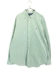 古着 90s Ralph Lauren 「CLASSIC FIT」 緑×白 ストライプ BD シャツ XL 古着 