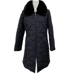 ■ キャラオクルス CARA O CRUZ ロングコート 中綿ジャケット アウター 長袖 エコファー ネイビー 濃紺 9号 M レディース S5Y116