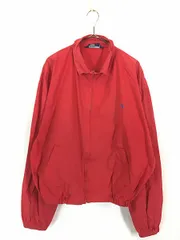 古着 90s Polo Ralph Lauren ワンポイント 一枚地 コットン スウィングトップ ジャケット 赤 XL 古着 