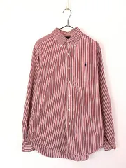 古着 90s Ralph Lauren 「CLASSIC FIT」 赤×白 ストライプ BD シャツ M 古着 
