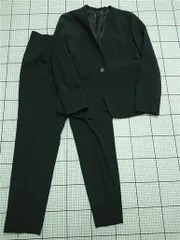 ◇ Θ リリヤーノ RIRIYANO ノーカラージャケット＆パンツ セットアップ ブラック系 レディース 9号 E  【1511100005769】