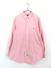 古着 90s Ralph Lauren 「YARMOUTH」 ワンポイント ソリッド BD シャツ ピンク 16 1/2 古着 