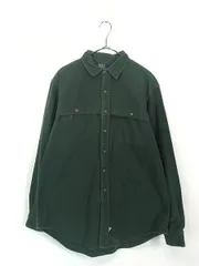 古着 90s Polo Ralph Lauren ヨーク デザイン シャモアクロス フランネル マッキーノ シャツ ネルシャツ 緑 L 古着 