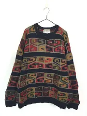 古着 90s ペルー製 the peruvian connection マルチ ブロック アート 100% アルパカ ニット セーター XL 