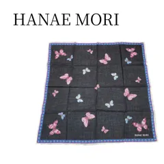 ★美品 HANAE MORI ハナエモリ 黒に蝶の柄 ハンカチ