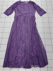 ◇ ⊂ ワンピース ドレスプラス DRESS+ レース切替ロングワンピース パープル系 XL レディース E  【1511100006124】