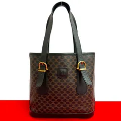 極 美品 CELINE セリーヌ マカダム ブラゾン トリオンフ 柄 レザー トートバッグ セミ ショルダーバッグ ハンドバッグ ブラック 35702