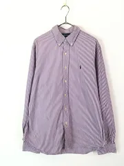 古着 90s Ralph Lauren 「CUSTOM FIT」 紫×白 ストライプ BD シャツ L 古着 