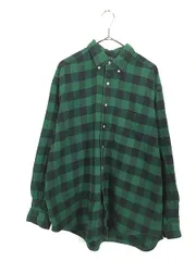 古着 90s Ralph Lauren 「BIG SHIRT」 緑×黒 ブロック チェック ポケット付 BD シャツ L位 古着 