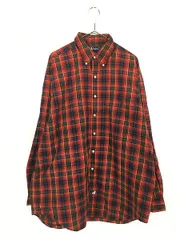 古着 90s Ralph Lauren 「The Big Shirt」 タータン チェック ポケット付 BD シャツ 赤 L 古着 