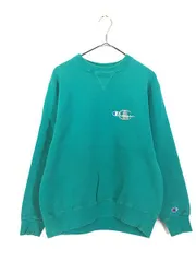 古着 80s USA製 Champion ワンポイント 前V スウェット トレーナー 青緑 L 古着 