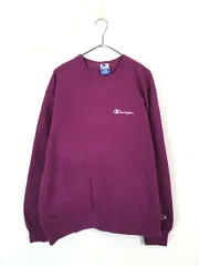 古着 90s USA製 Champion ワンポイント 前V スウェット トレーナー 紫 XL 古着 