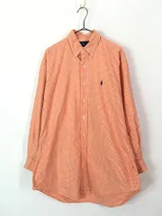 古着 90s Ralph Lauren 「BLAKE」 オレンジ×白 ギンガム チェック BD シャツ M 古着 