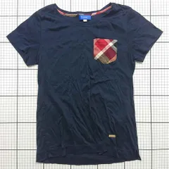 ◇ ⊂ ブルーレーベル クレストブリッジ BLUE LABEL CRESTBRIDGE チェックポケットTシャツ ネイビー系 レディース E  【1511100009682】