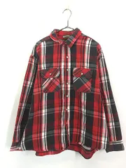 古着 90s FIVE BROTHER レッド チェック ヘビー フランネル コットン シャツ ヘビネル ビッグサイズ 2XL 