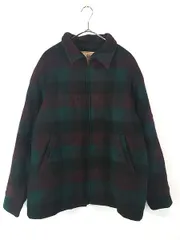古着 90s USA製 WoolRich ボア フリース ライナー ブロック チェック フルジップ ウール スポーツ ジャケット L 