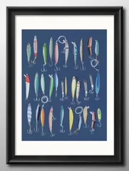 14160ルアー 釣り メタルジグ フィッシィング A3 サイズ ポスター アート おしゃれ 絵画 インテリア 北欧 イラスト マット紙 艶消し アートパネル 額 フレーム デザイン 壁掛け ギフト 新築祝い ディスプレイ