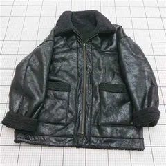 ◇ ⊇ ムートン調フェイクレザーB-3フライトジャケット ブラック系 メンズ E  【1511100010251】