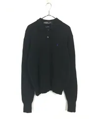 古着 Polo Ralph Lauren ポニー ワンポイント 襟付き ラムウール ニット セーター 黒 L 古着 