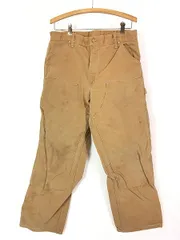 古着 80s USA製 Carhartt ブラウン ダック Wニー ペインター ワーク パンツ W35 L29 古着 