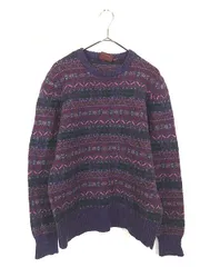 古着 80s CHAPS Ralph Lauren ネイティブ ボーダー ウール ニット セーター L 古着 