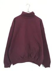 古着 90s USA製 Tultex 無地 プレーン オーセンティック ウェイト タートルネック スウェット トレーナー ワイン L 