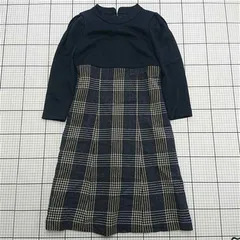 ◇ ⊇ ワンピース カールパークレーン Karl Park Lane 316018 チェック切替ワンピース ネイビー系 レディース 7号 E  【1511100012217】