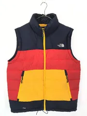古着 TNF The North Face カラフル クレイジー パターン 700フィル パワー グース ダウン ベスト L 古着 