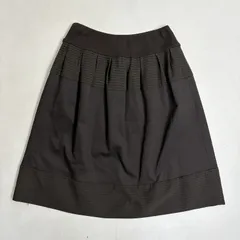 ◆ COTOO コトゥー スカート 膝丈 フレア ギャザー 裏地付き レーヨン 古着 三陽商会 コットン ブラウン サイズ38 レディース 0.32kg