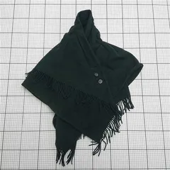 ◇ ⊇ ロペ ROPE フリンジ付きフードポンチョ ブラック系 レディース E  【1511100012736】