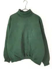 古着 90s USA製 Tultex 無地 ソリッド セットイン タートルネック ヘビー スウェット トレーナー グリーン L 