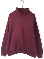 古着 90s USA製 Tultex 無地 ソリッド セットイン タートルネック ヘビー スウェット トレーナー ワイン L 