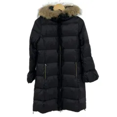 LANVIN en Bleu(ランバンオンブルー) ダウンコート サイズ38 M レディース - 黒 長袖/フリル/ジップアップ/フード着脱可/冬