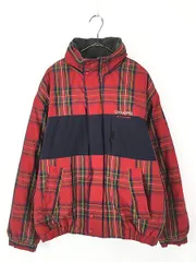 古着 90s CHAPS Ralph Lauren チェック × プレーン 2way パデット コットン ナイロン シェル ジャケット M 古着 